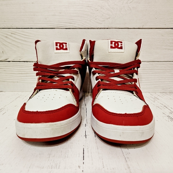 DC Cure Hi-Top Red and White Skate Sneakers ADYS400072 Men's Size 10 - Picture 2 of 11